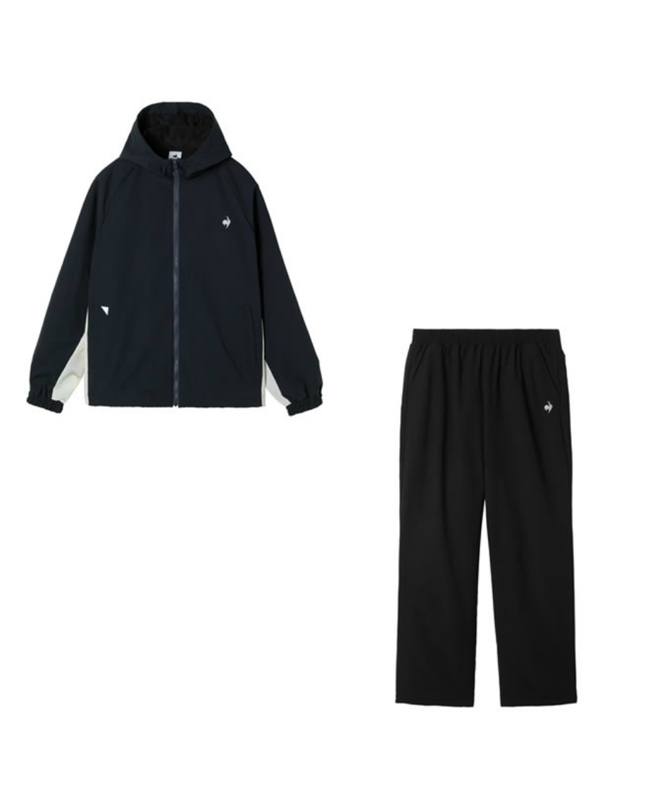 送料無料 新品 le coq sportif ウィンドジャケッu0026パンツL P/N LECOQ ルコック ゴルフ フード付 ボア裏地 ジップジャケット L レッド