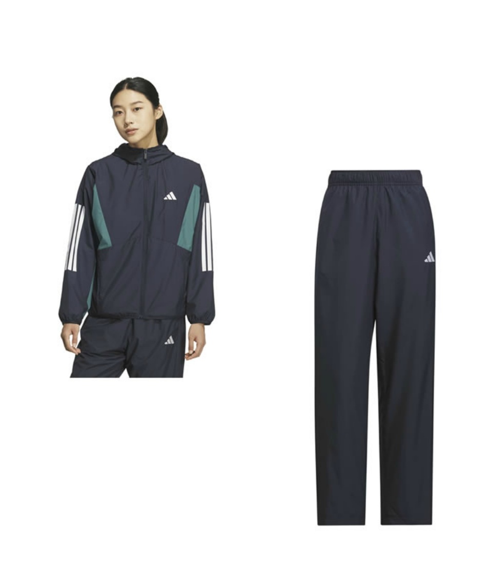 adidas 2025春夏限定モデルプレミアムストレッチウーブン上下セットアップ ☆ アディダス(adidas) ウインドブレーカー上下セット TEAM 3S