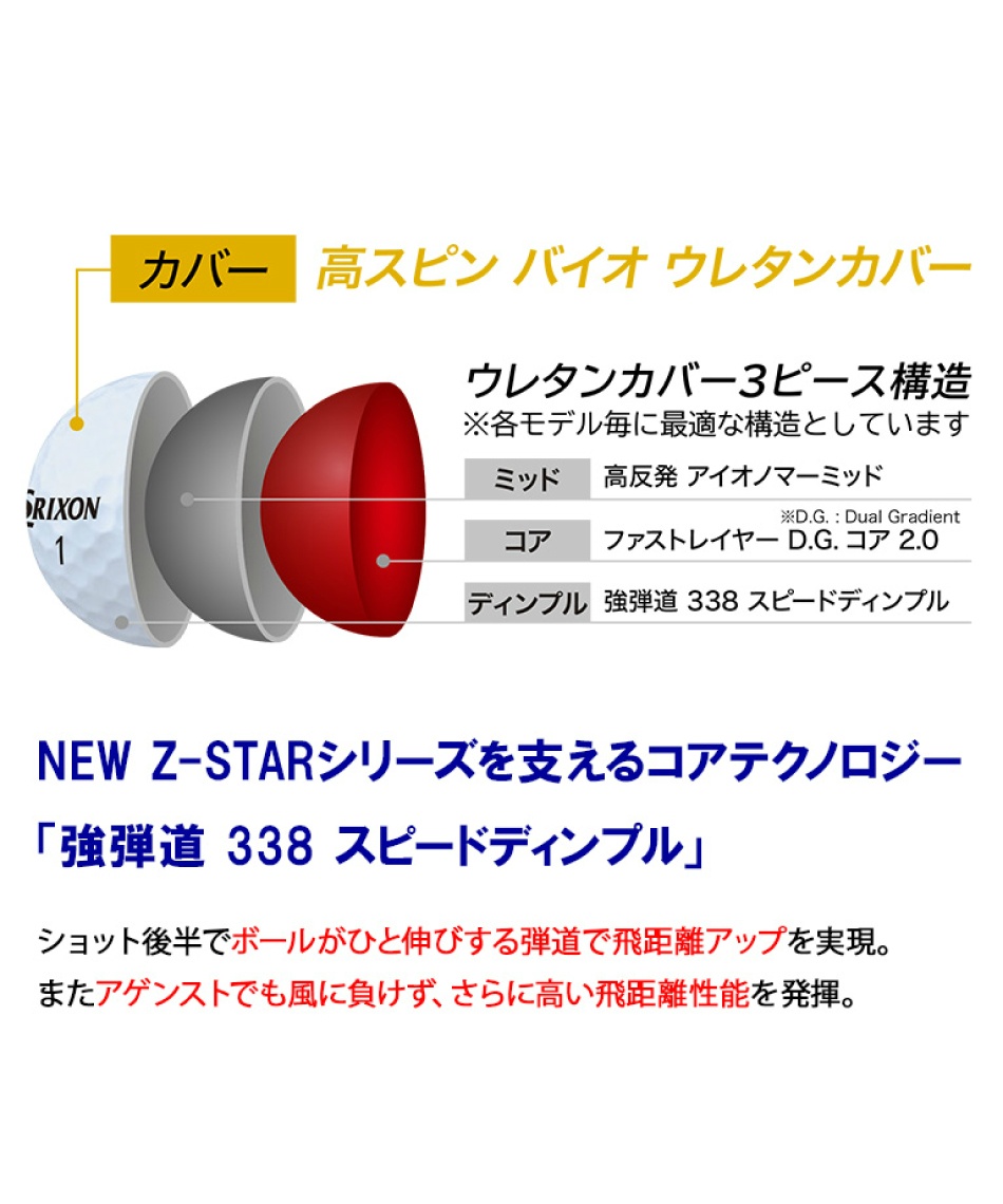 スリクソン(SRIXON) ゴルフボール 1ダース 12個入 ゼットスター