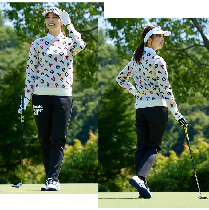 ゴルフウェア セーター ジャガードクルーネックセーター AP220404C03