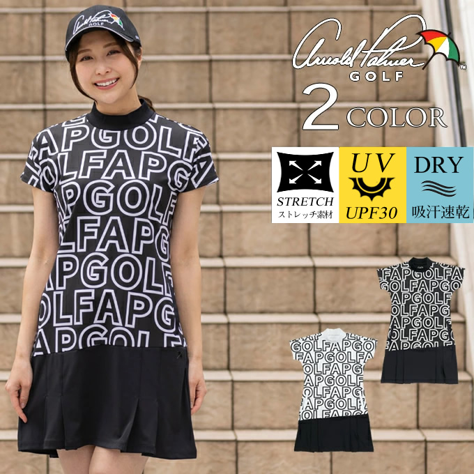 K a p p a ゴルフウェア　ドッキングプリーツワンピース　L 未使用 ゴルフウェア ワンピース BKビッグロゴプリーツワンピース AP220312D04