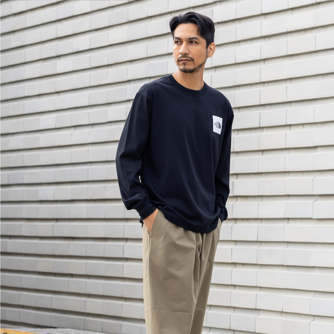 Tシャツ 長袖 ロングスリーブスクエアロゴティー NT82334 K2 【国内