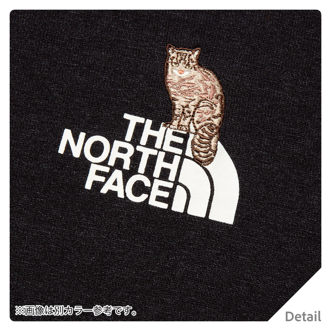 【Kirin】ノースフェイス THE NORTH FACE 猫Tシャツ　L ノースフェイス 黒猫 猫顔 Tシャツ 白T キッズウェア 半袖 吸湿速乾