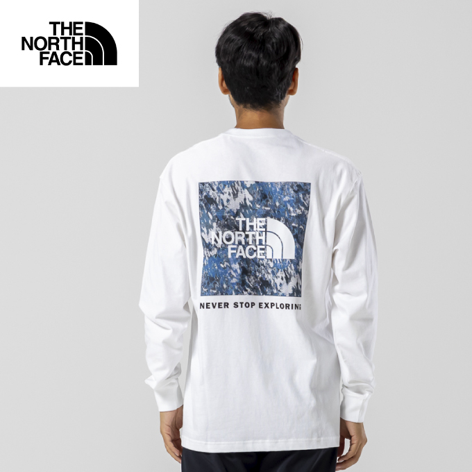 Tシャツ 長袖 スクエアデジタルグラフィック長袖 T NT82545-W 【国内
